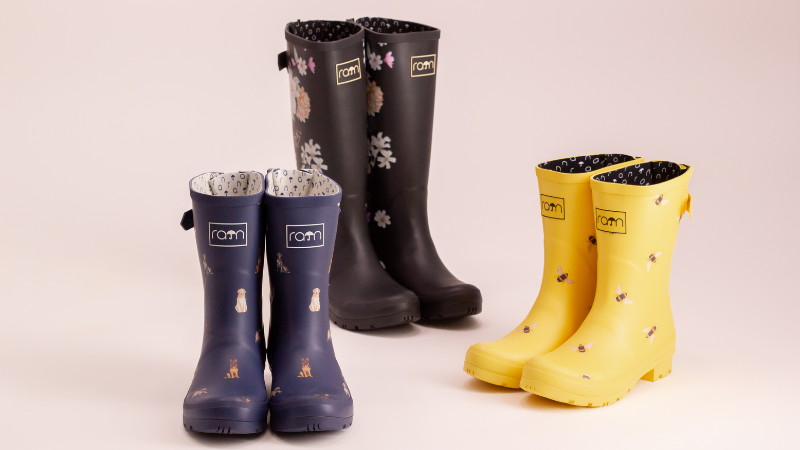 Rajnboots: bedruckte Gummistiefel mit Komfort