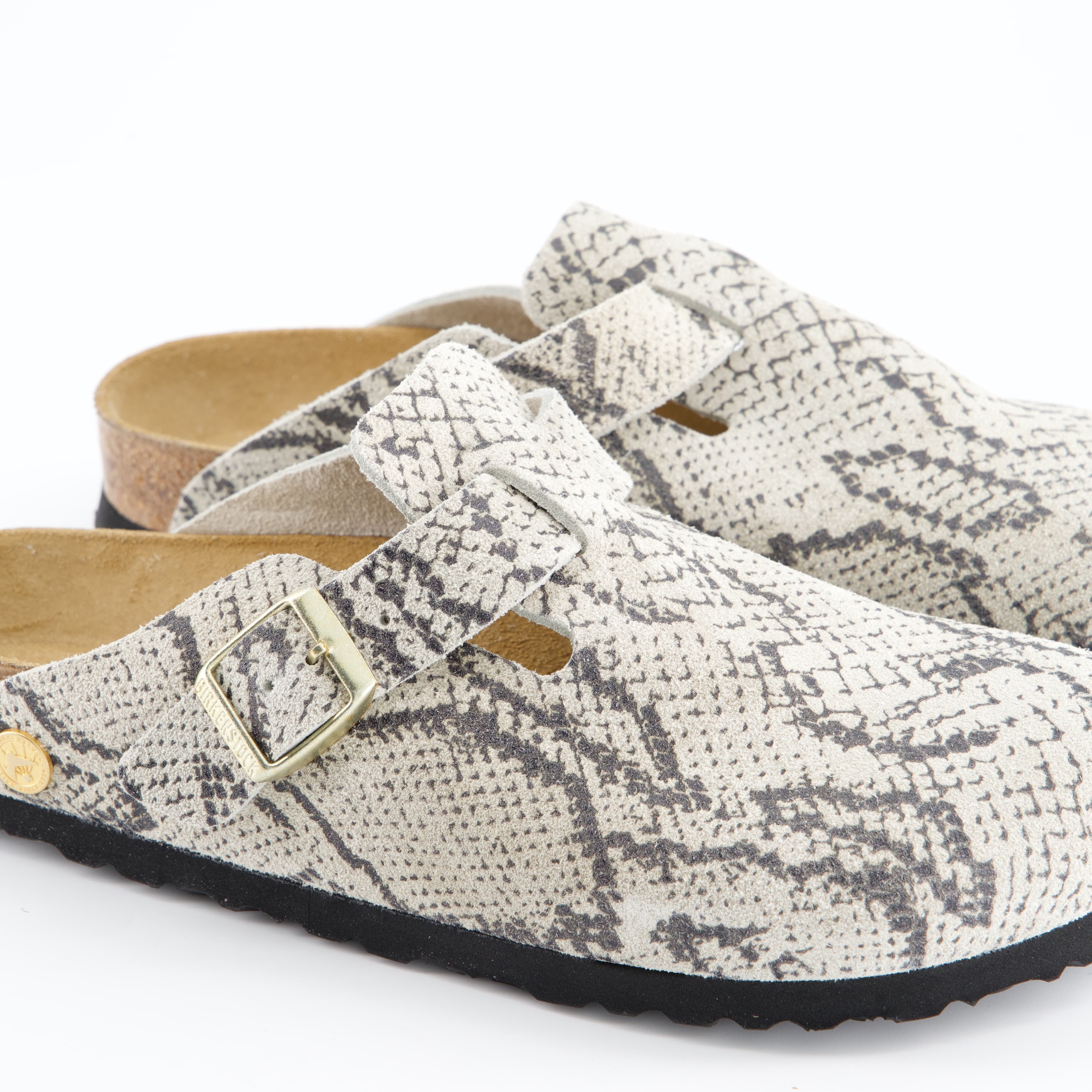 BIRKENSTOCK Damenschuhe - Pantoffel Pantoffel Boston Rivet Logo Suede Leather Women