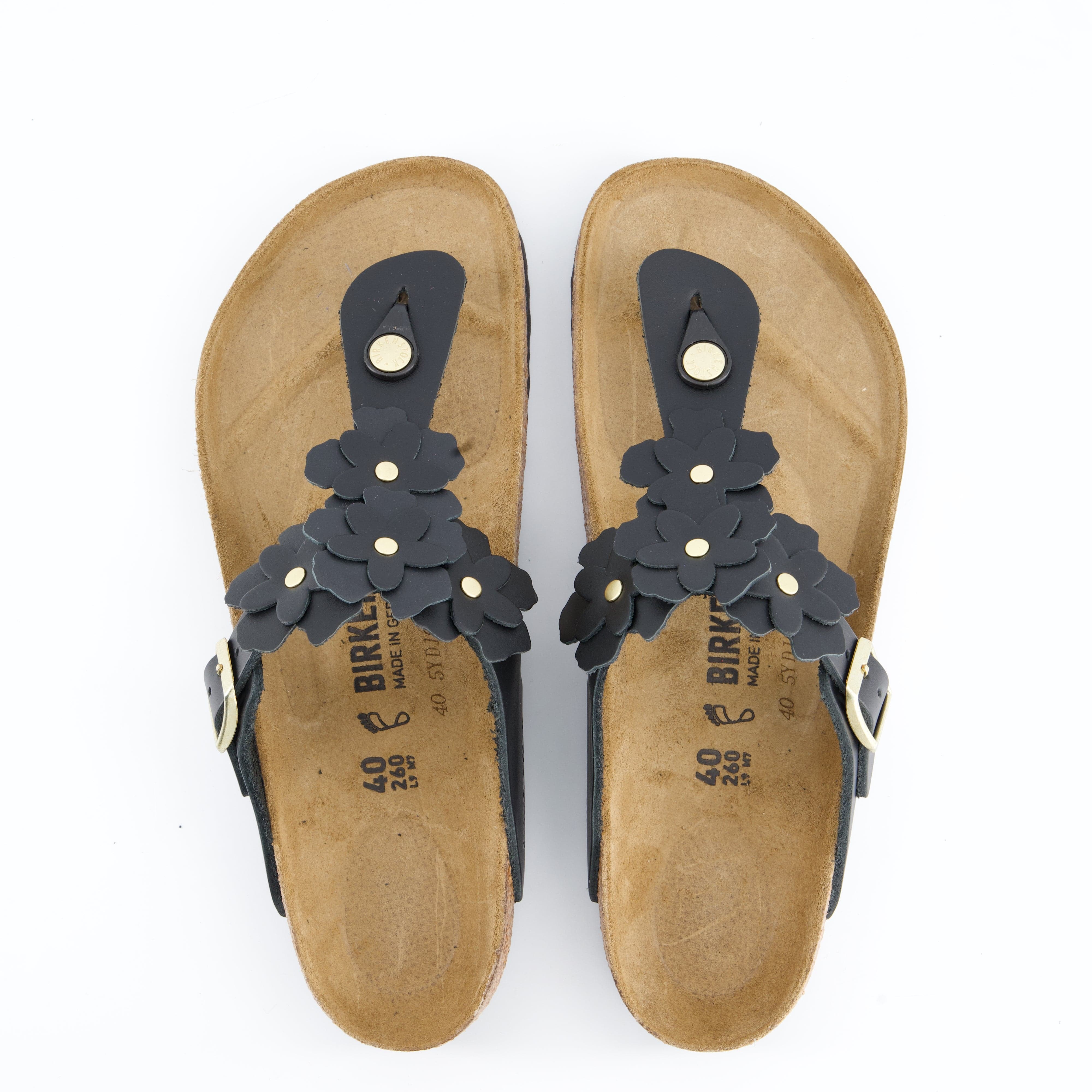 BIRKENSTOCK Damenschuhe - Pantoffel Pantoffel Gizeh Flower Embellishment Natural Leath