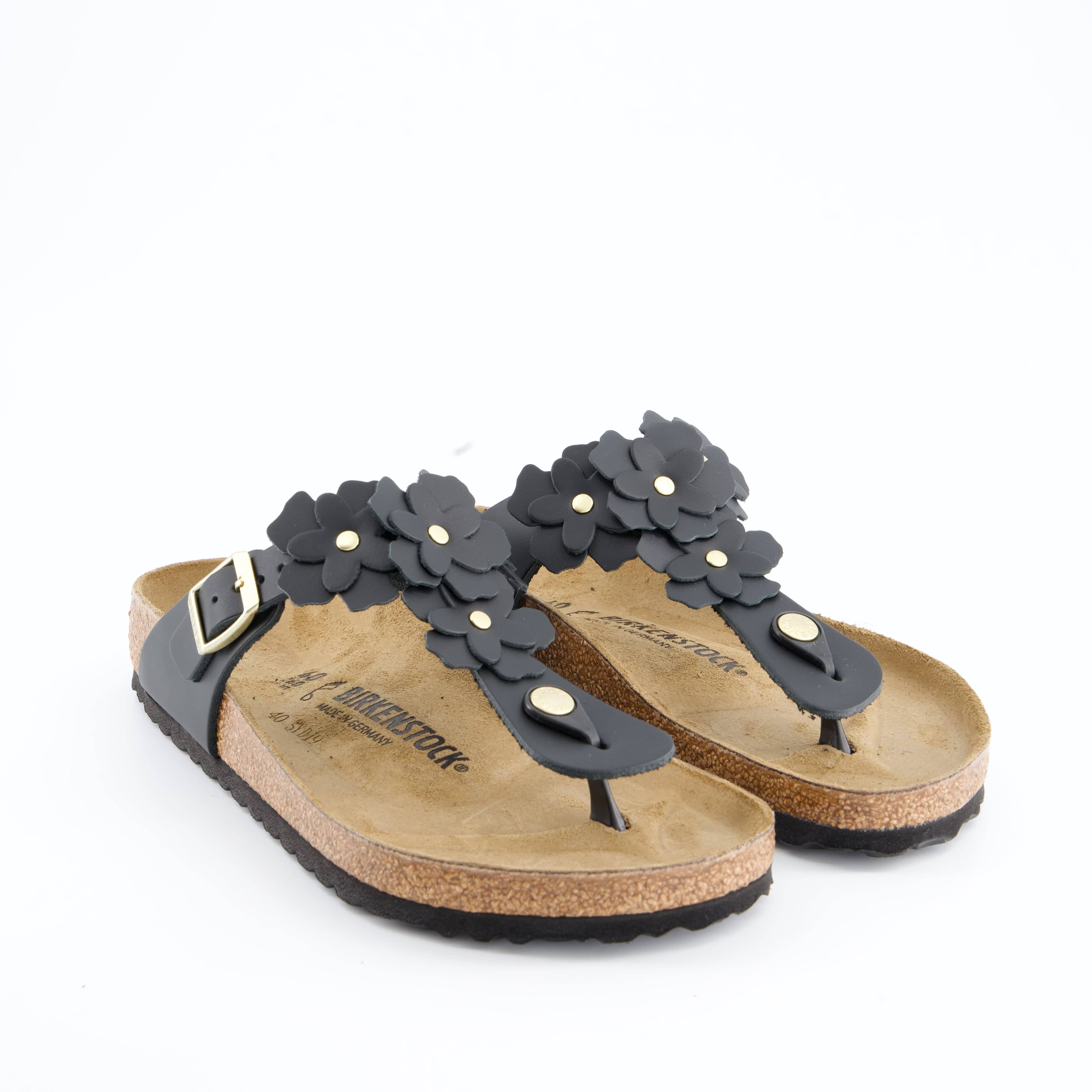 BIRKENSTOCK Damenschuhe - Pantoffel Pantoffel Gizeh Flower Embellishment Natural Leath