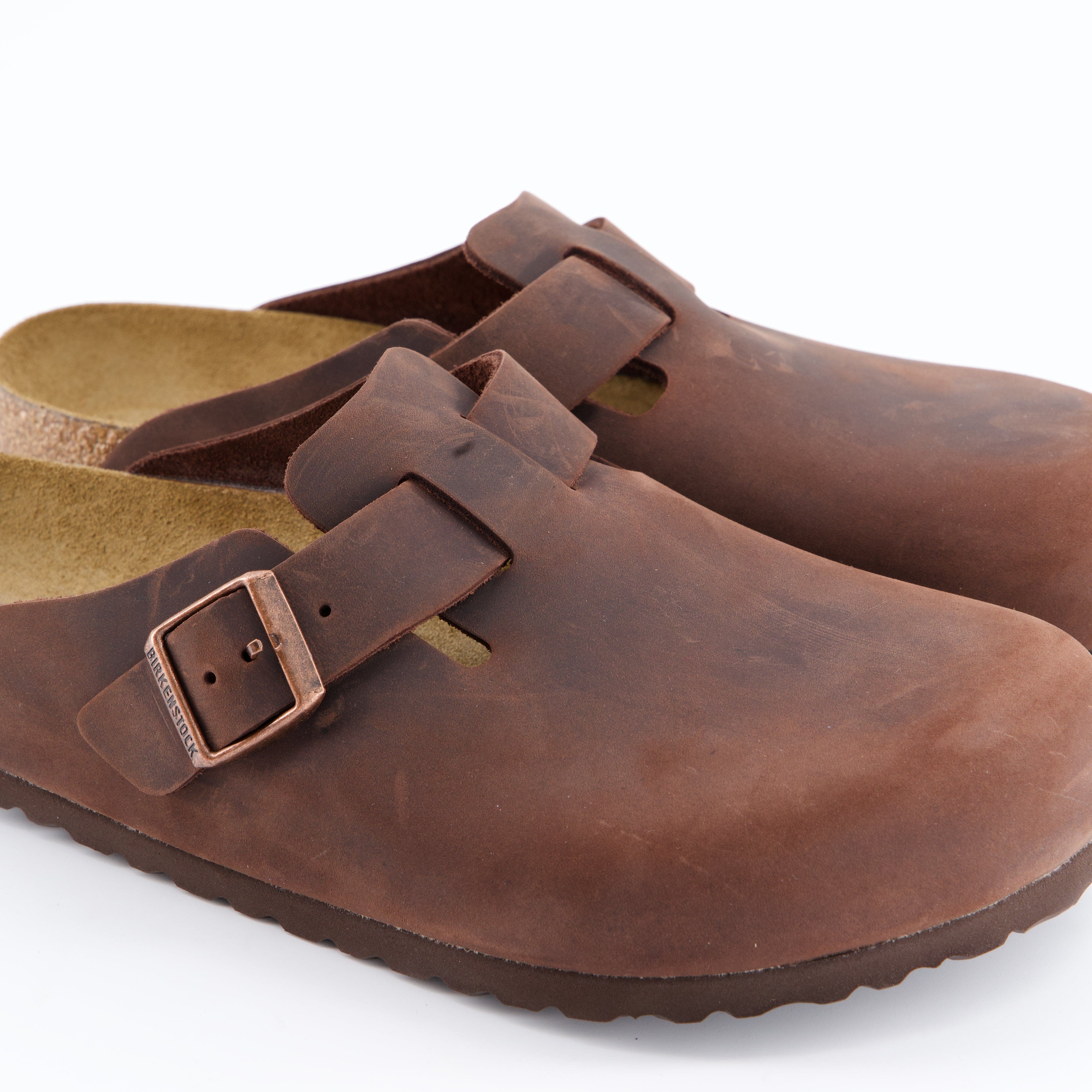 BIRKENSTOCK Herrenschuh - Pantoffel Pantoffel Boston Soft Footbed Natural Leather Oile