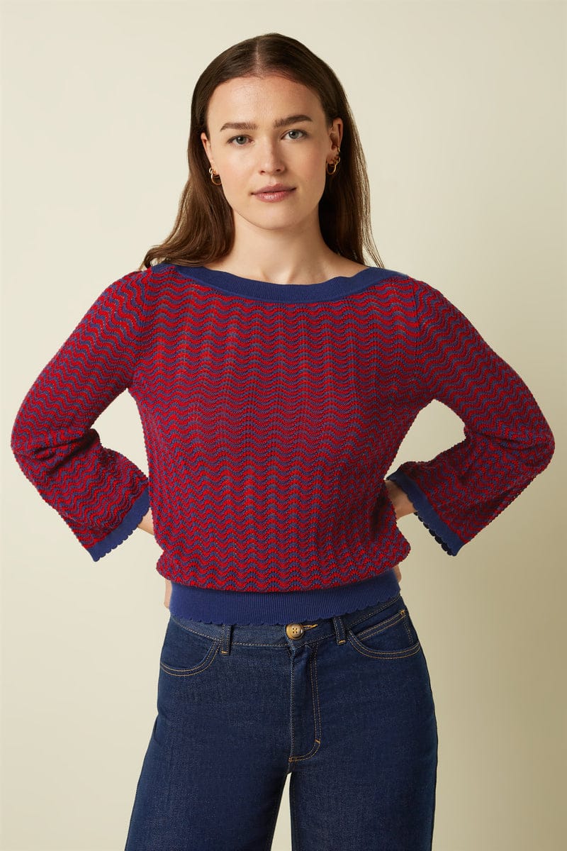 King Louie Bekleidung Damen - Oberteil Oberteil Audrey Trumpet Sleeve Tide