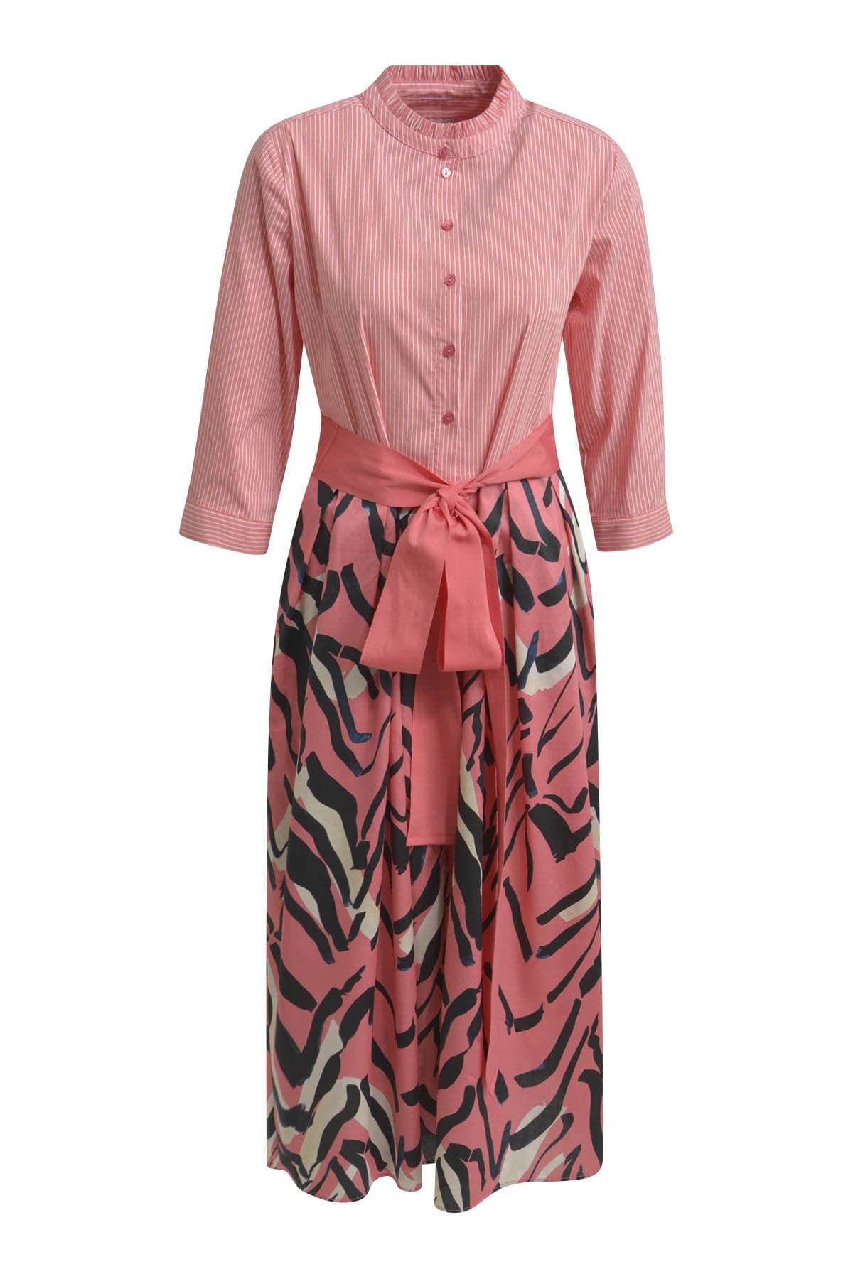 Milano Italy Bekleidung Damen - Kleid Kleid DRESS W FRILL COLLAR, PLACKET, 3/4
