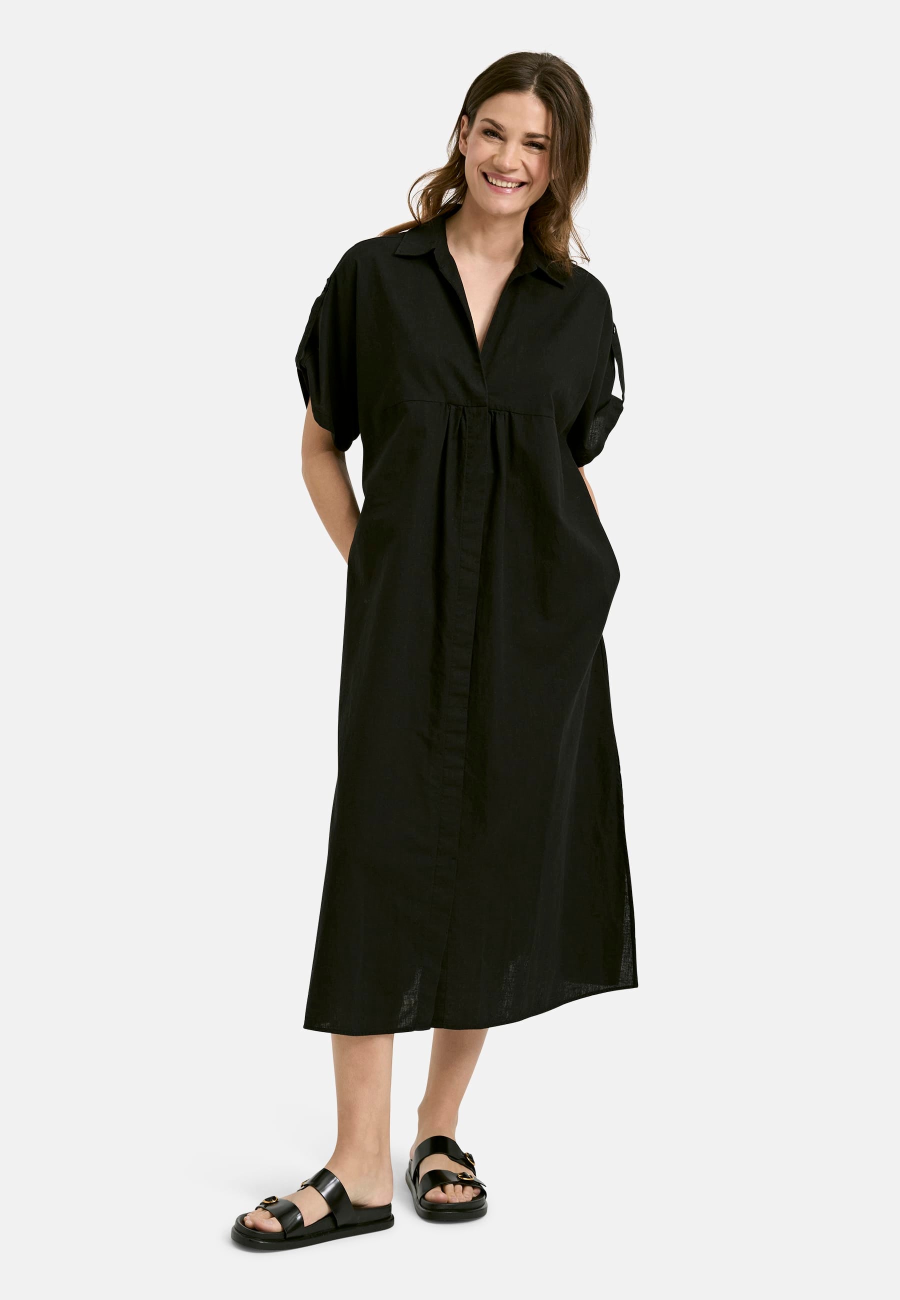 Milano Italy Bekleidung Damen - Kleid Kleid SHORTSLEEVE DRESS W COLLARAESLIT AT