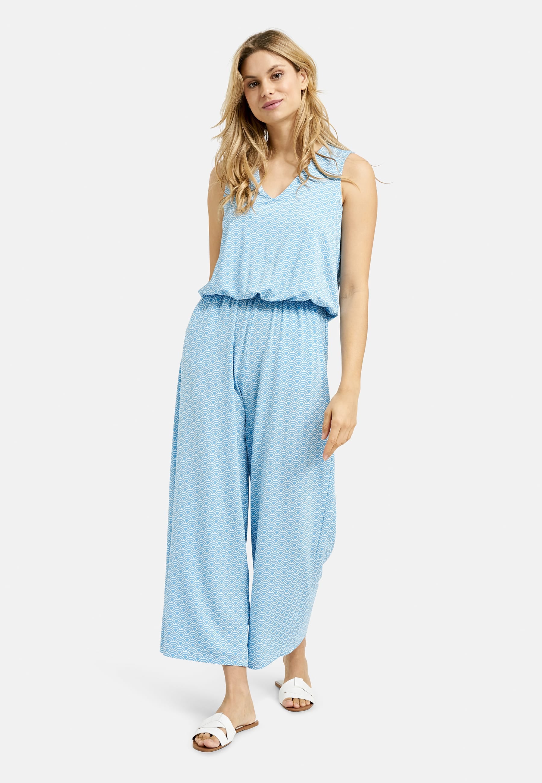 Milano Italy Bekleidung Damen - Kleid Kleid SLEEVELESS JUMPSUIT W V-NECK, ELAST