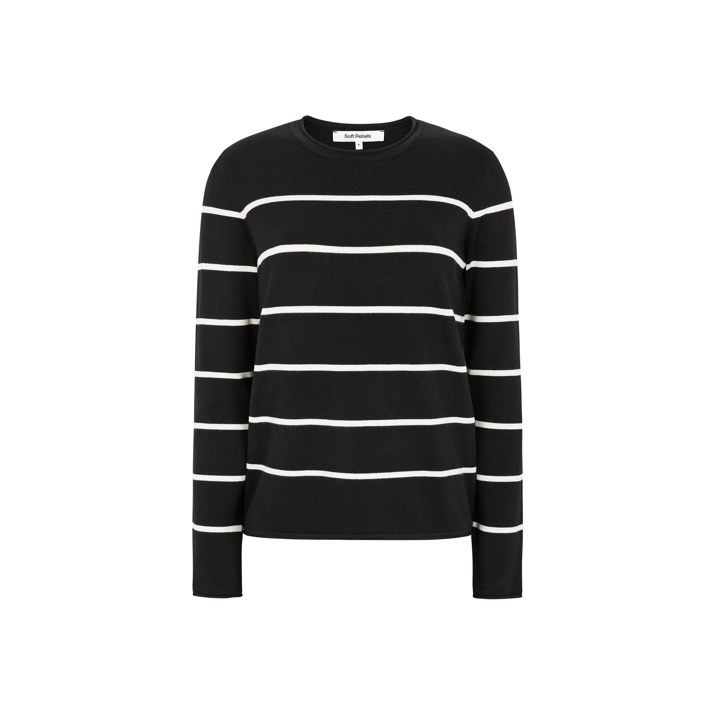 Soft Rebels Bekleidung Damen - Oberteil Oberteil SRMarla O-neck Roll Edge Stripe knit