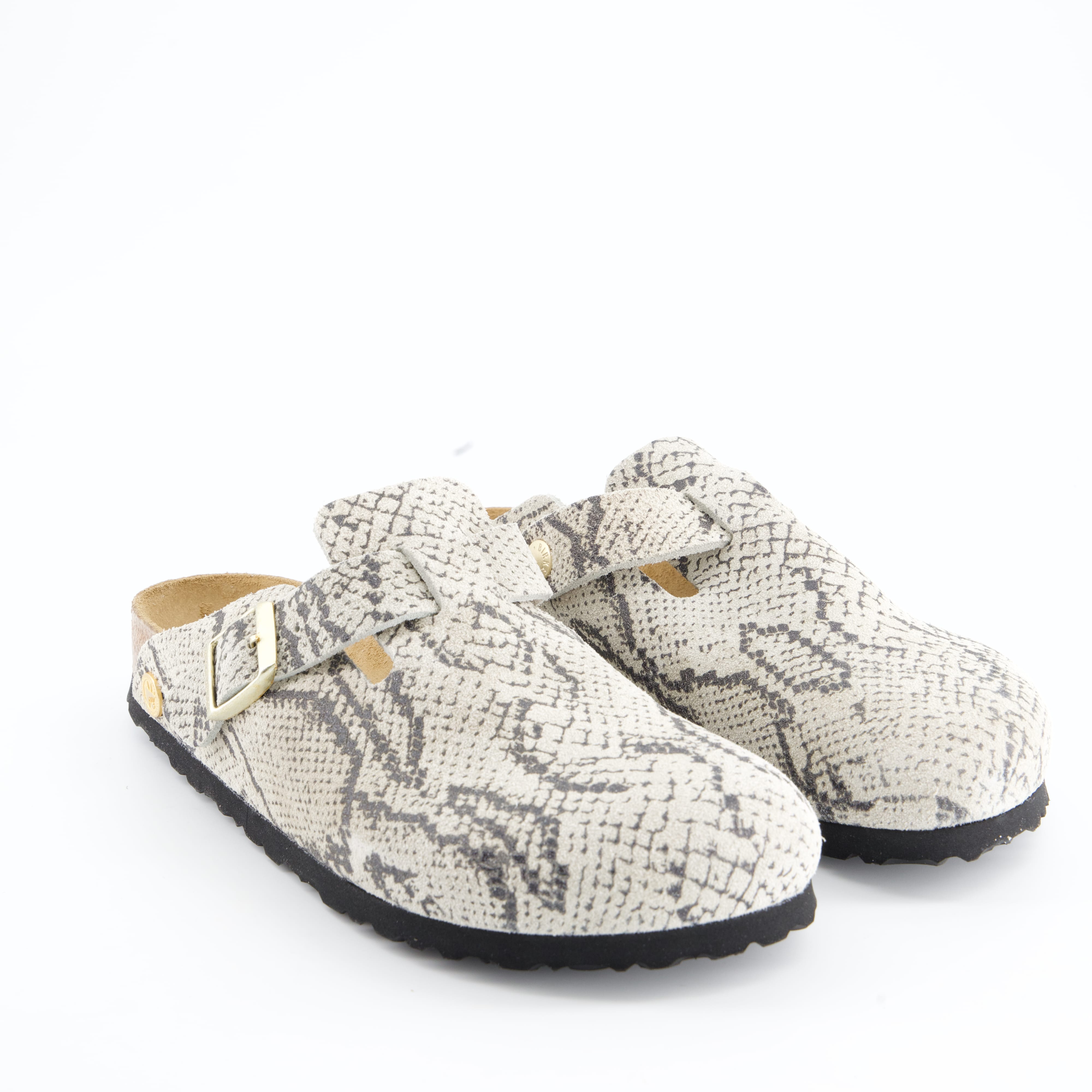 BIRKENSTOCK Damenschuhe - Pantoffel Pantoffel Boston Rivet Logo Suede Leather Women