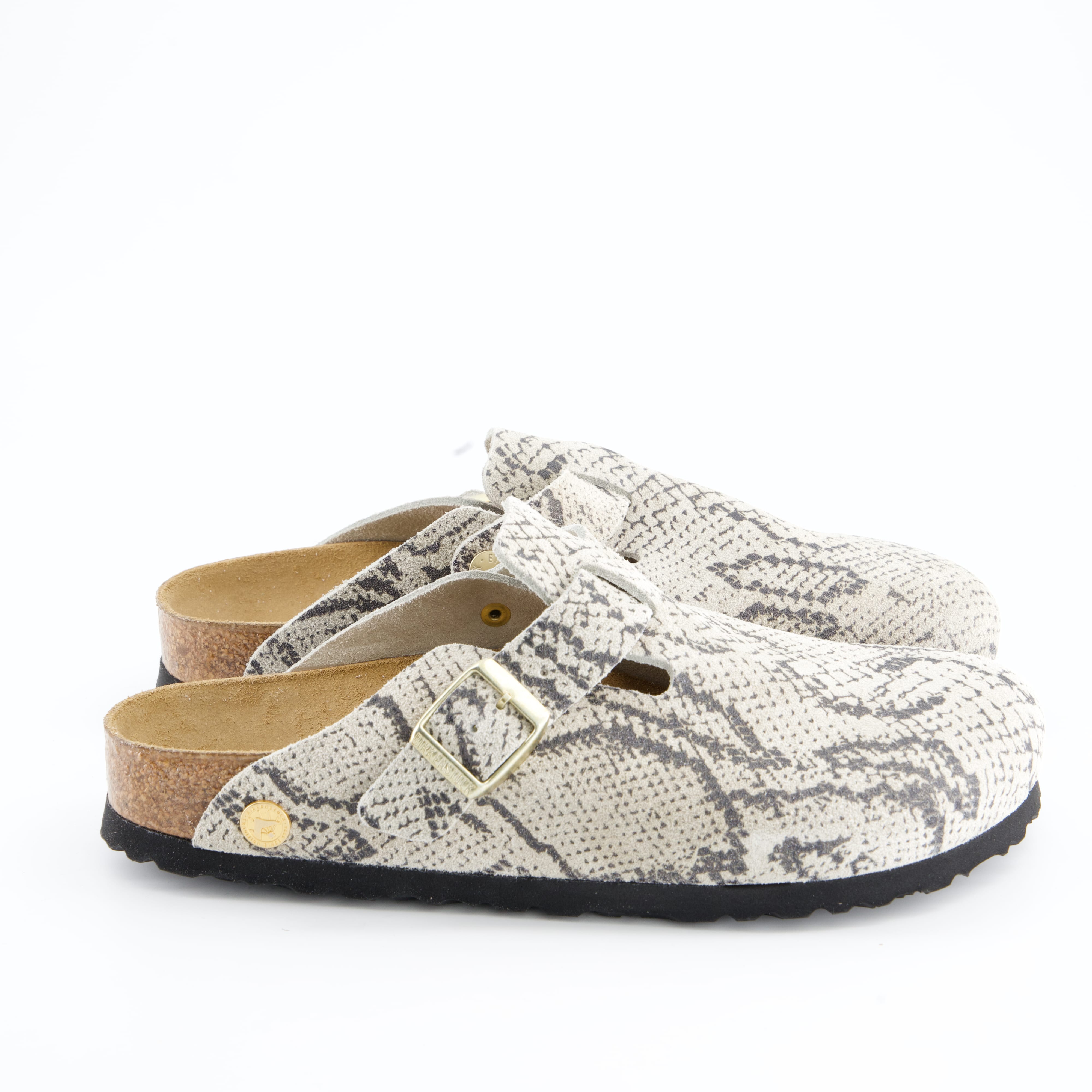 BIRKENSTOCK Damenschuhe - Pantoffel Pantoffel Boston Rivet Logo Suede Leather Women