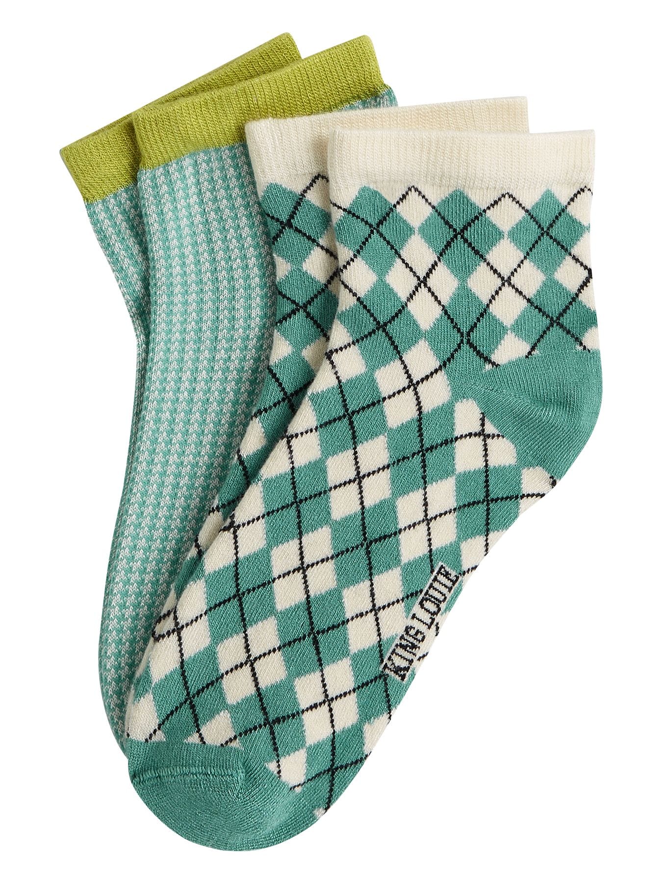 King Louie Socken - Damen Socke Damen Socke Socks Short 2-Pack Argyle