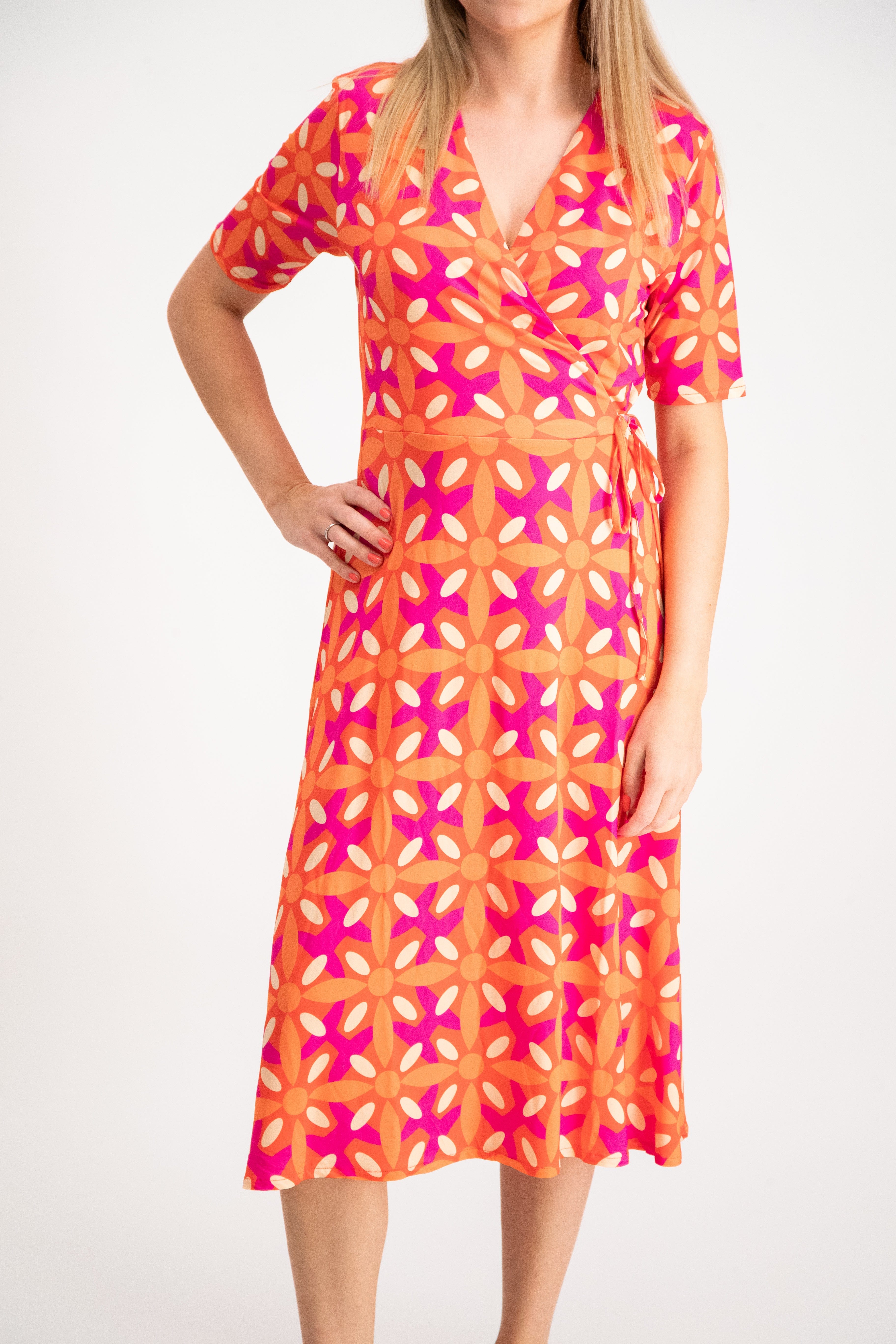Milano Italy Bekleidung Damen - Kleid, Kleid DRESS W WRAP TOP, 1/2 SLEEVES AND K