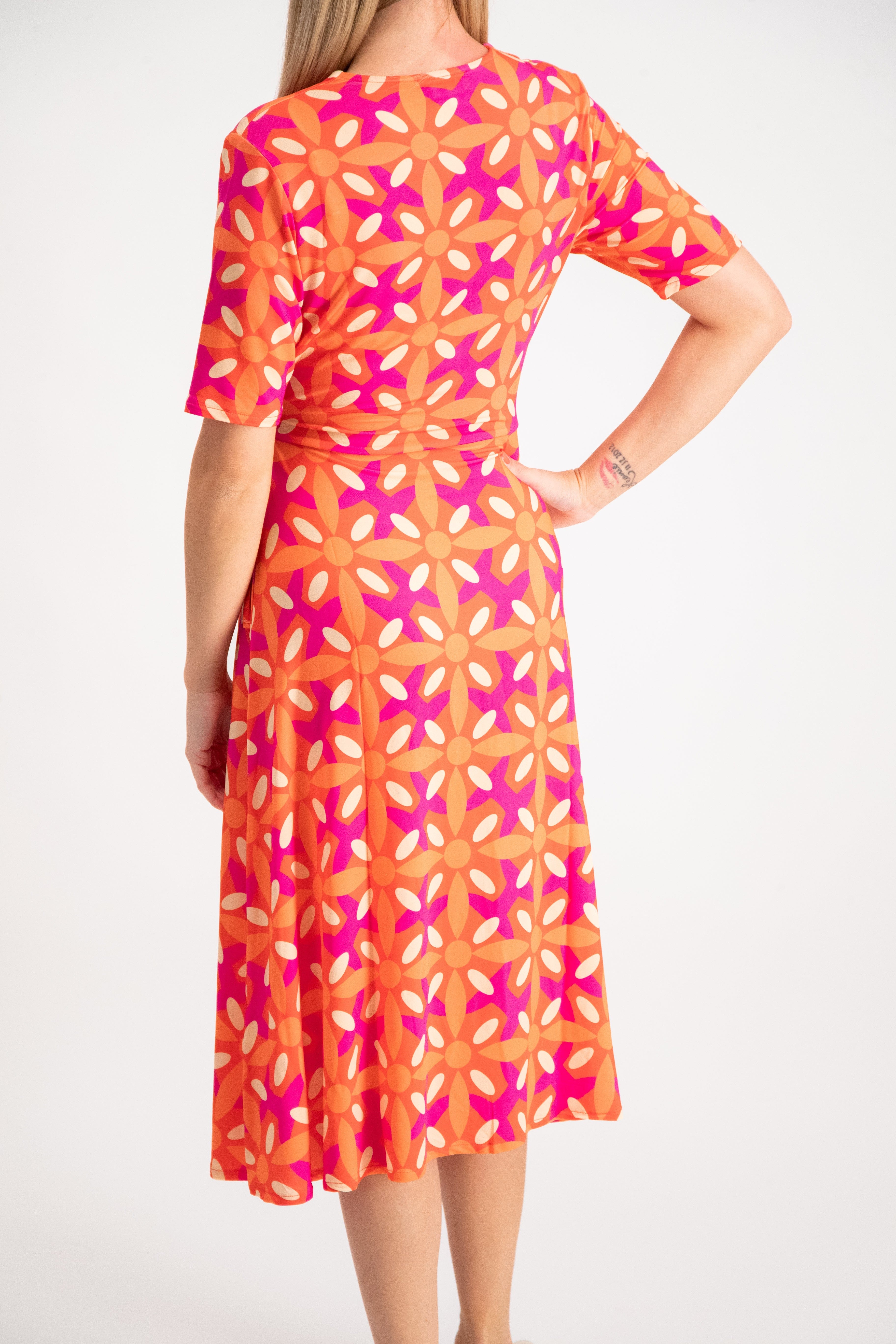 Milano Italy Bekleidung Damen - Kleid, Kleid DRESS W WRAP TOP, 1/2 SLEEVES AND K