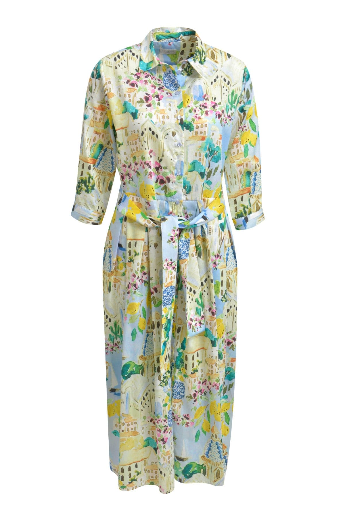 Milano Italy Bekleidung Damen - Kleid Kleid SHIRT BLOUSE DRESS W/ WIDE MIDI SKI