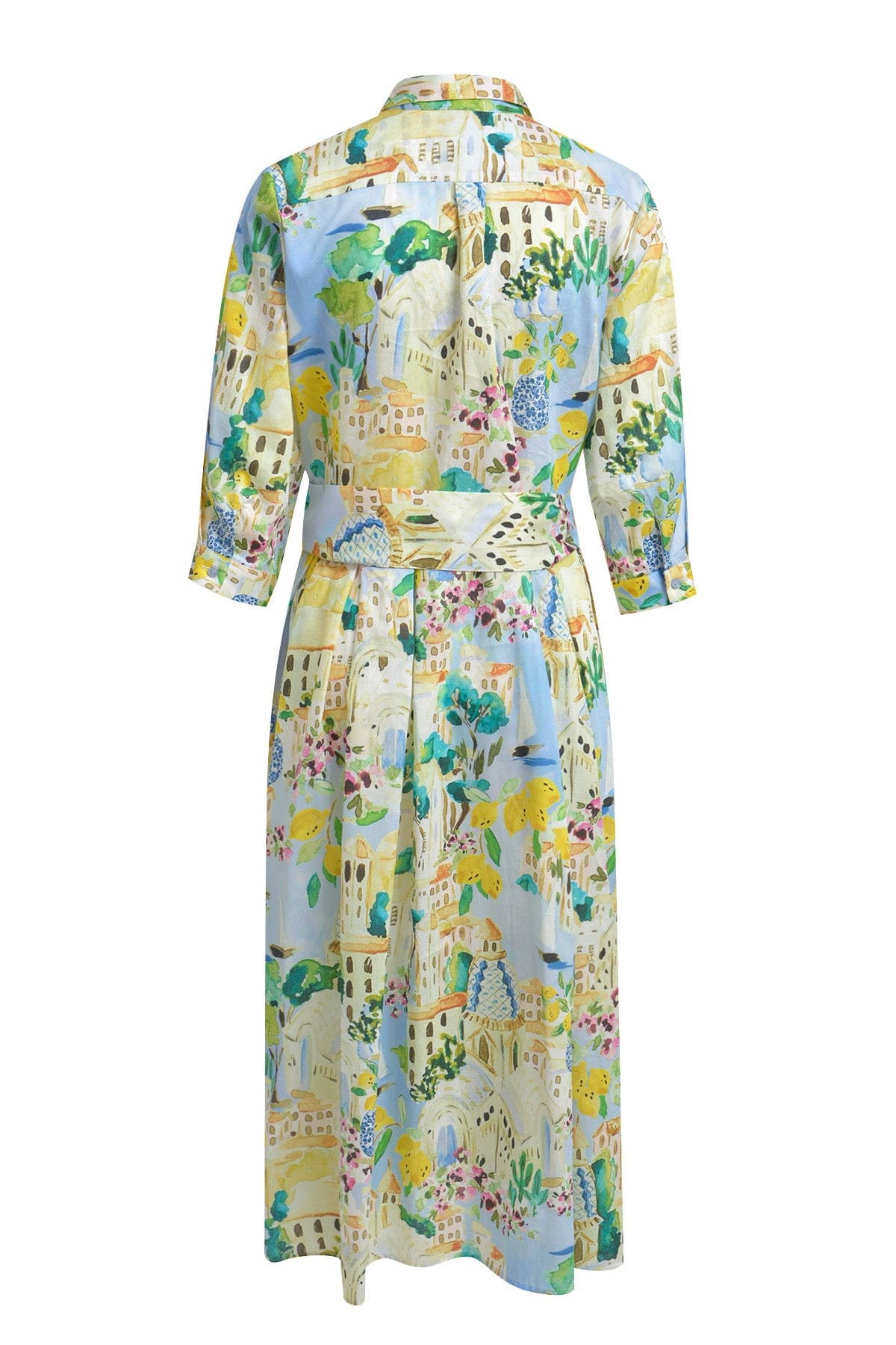 Milano Italy Bekleidung Damen - Kleid Kleid SHIRT BLOUSE DRESS W/ WIDE MIDI SKI