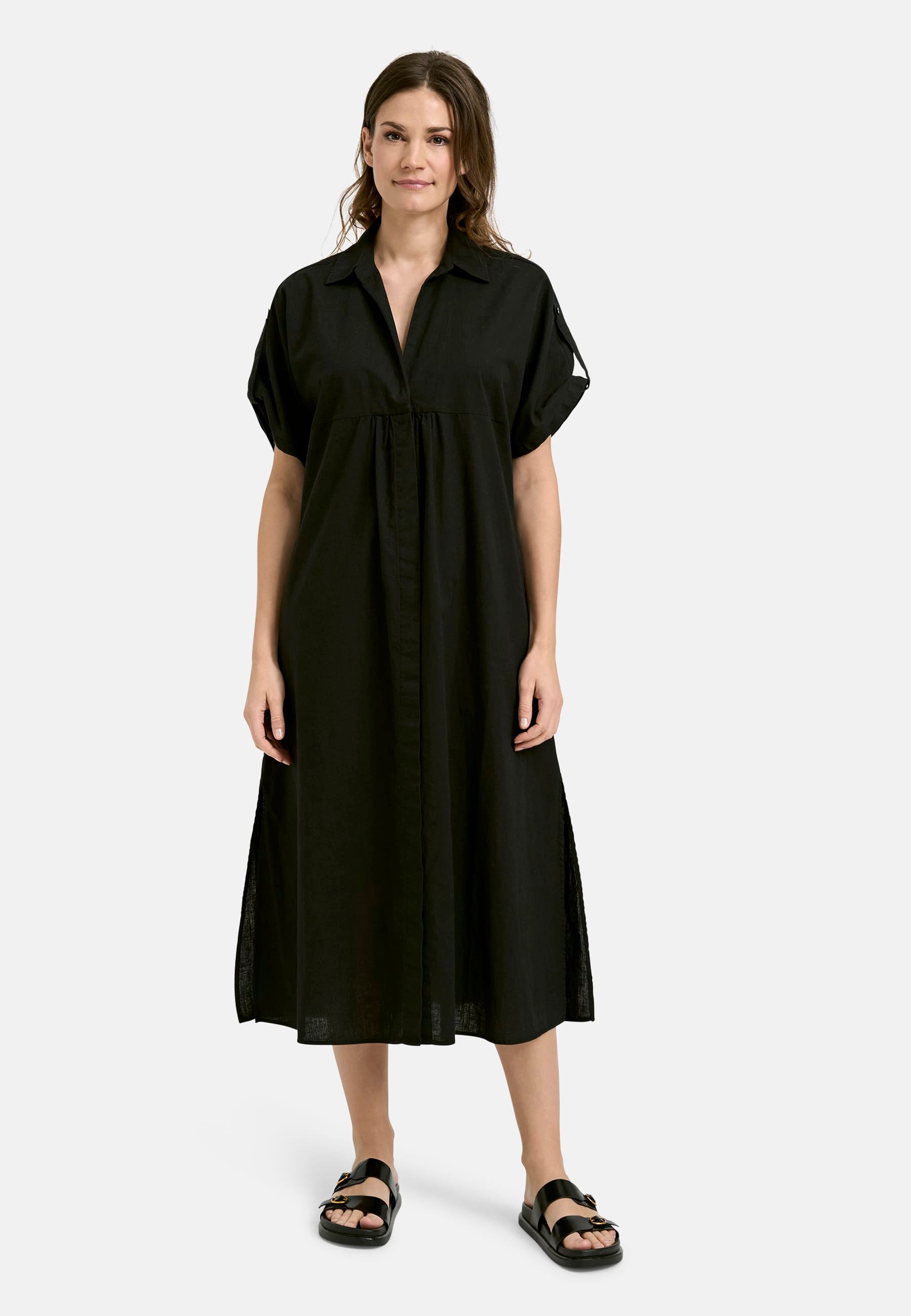 Milano Italy Bekleidung Damen - Kleid Kleid SHORTSLEEVE DRESS W COLLARAESLIT AT