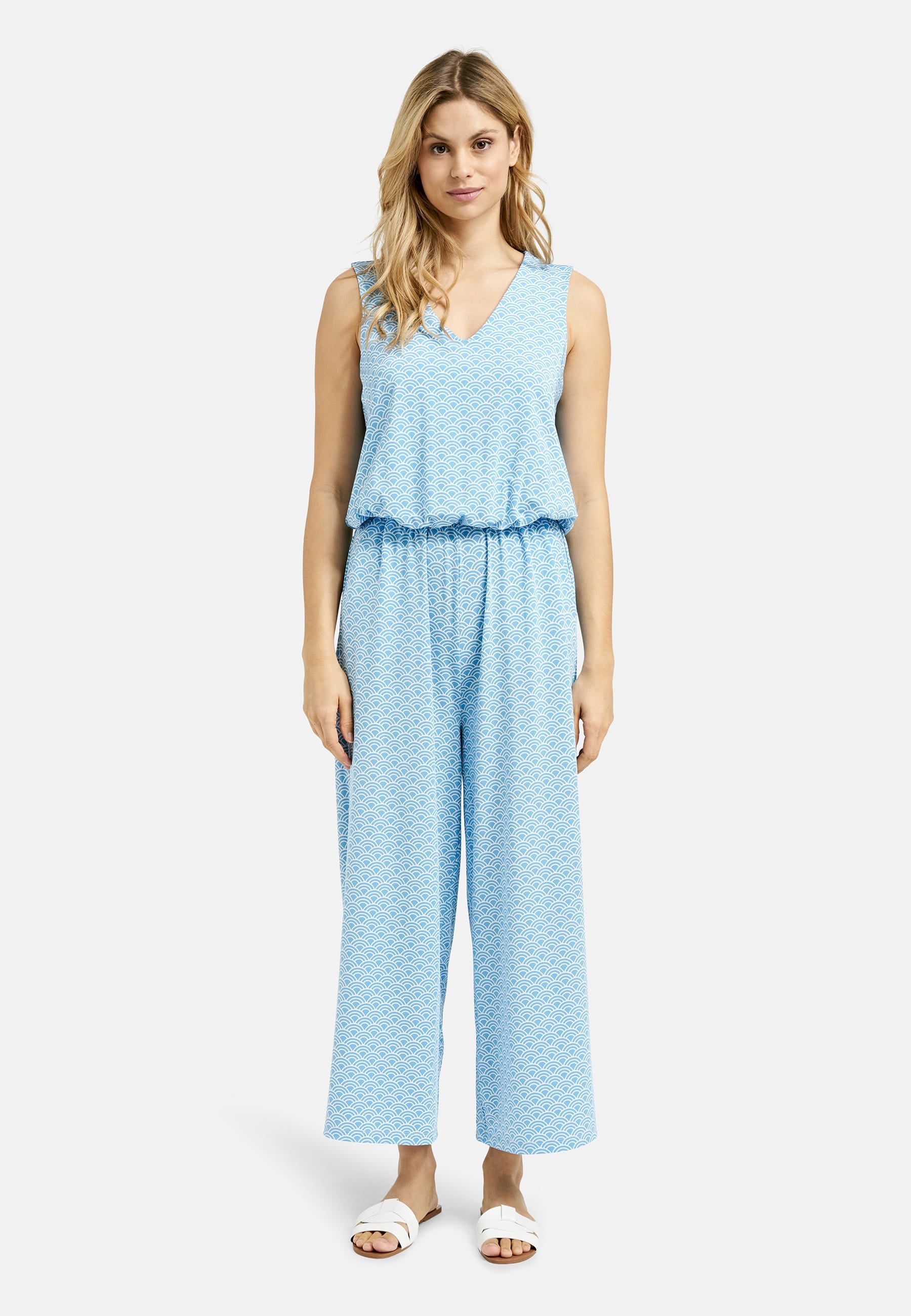 Milano Italy Bekleidung Damen - Kleid Kleid SLEEVELESS JUMPSUIT W V-NECK, ELAST
