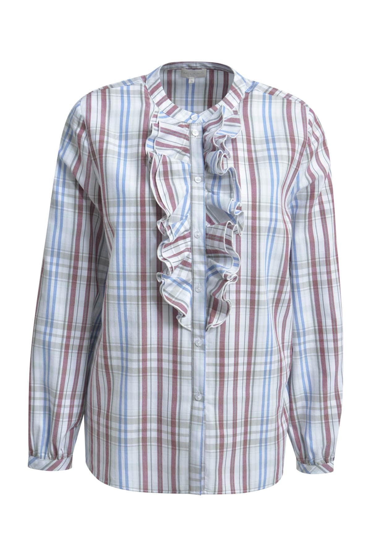 Milano Italy Bekleidung Damen - Oberteil Oberteil ROUND NECK BLOUSE W/ DOUBLE VOLANT