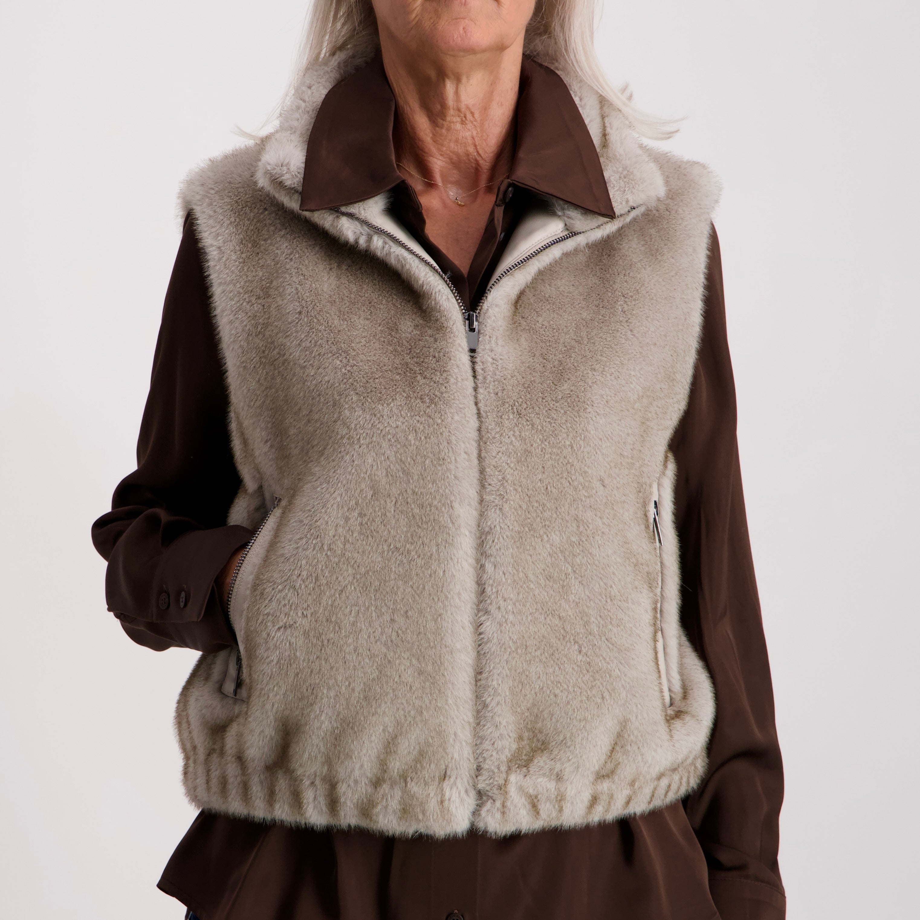 Jacke Weste in faux Fur